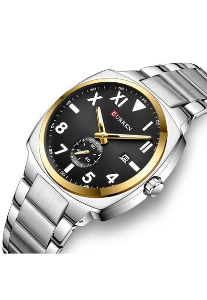Reloj Curren 8472 Clasico Bisel Dorado - Plata