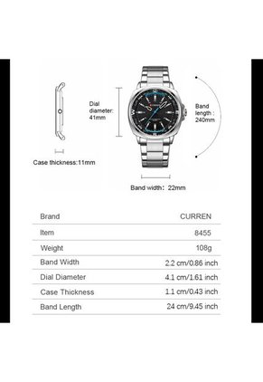 Reloj Curren 8455 Clasico Tablero Negro - Plata