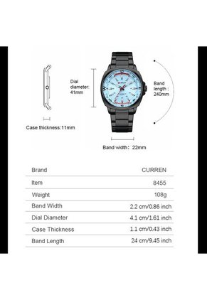 Reloj Curren 8455 Clasico Tablero Azul - Negro