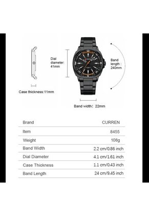 Reloj Curren 8455 Clasico Tablero Negro - Negro