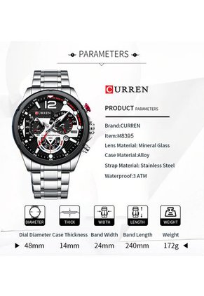 Reloj Curren 8395 Cronógrafo - Plata