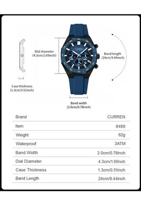 Reloj Curren 8489 Cronógrafo Tablero Azul - Azul