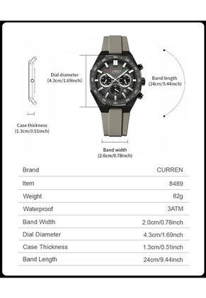 Reloj Curren 8489 Cronógrafo Tablero Negro - Gris