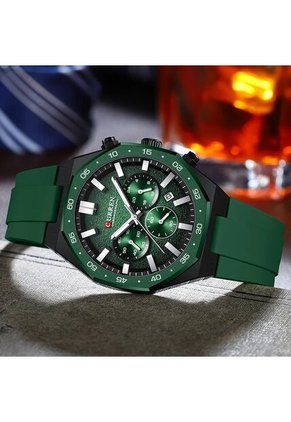 Reloj Curren 8489 Cronógrafo Tablero  Verde - Verde