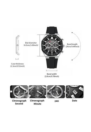 Reloj Curren 8489 Cronógrafo Marco Plateado - Negro