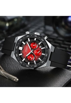 Reloj Curren 8489 Cronógrafo Tablero Rojo - Negro