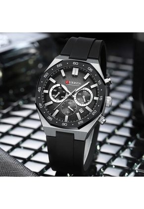 Reloj Curren 8489 Cronógrafo Marco Plateado - Negro