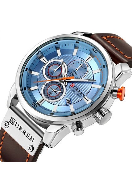 Reloj Curren 8291 Cronógrafo Café Fondo Celeste