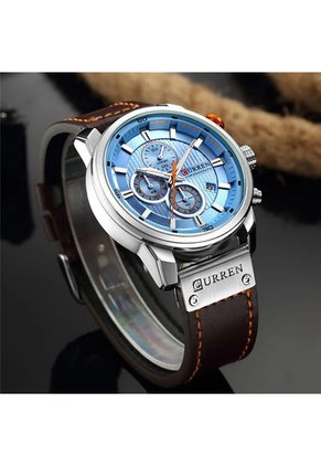 Reloj Curren 8291 Cronógrafo Café Fondo Celeste