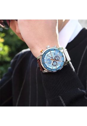Reloj Curren 8291 Cronógrafo Café Fondo Celeste