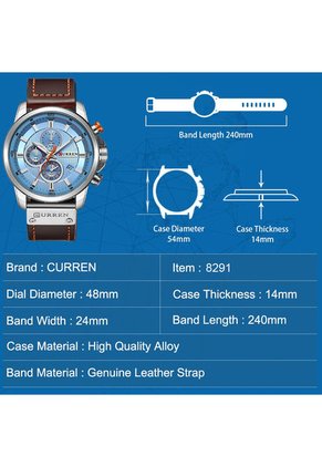 Reloj Curren 8291 Cronógrafo Café Fondo Celeste
