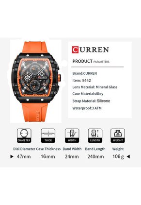 Reloj Curren Original 8442 Cronógrafo - Naranja