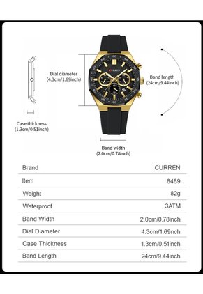 Reloj Curren 8489 Cronógrafo Marco Dorado - Negro