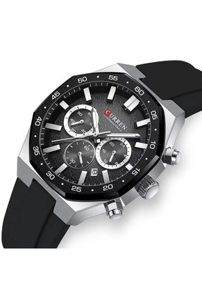 Reloj Curren 8489 Cronógrafo Marco Plateado - Negro