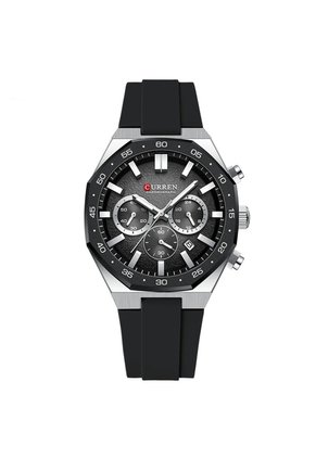 Reloj Curren 8489 Cronógrafo Marco Plateado - Negro