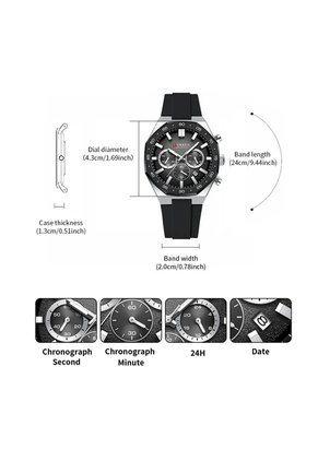 Reloj Curren 8489 Cronógrafo Marco Plateado - Negro