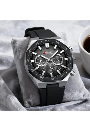 Reloj Curren 8489 Cronógrafo Marco Plateado - Negro