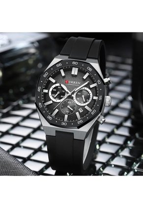 Reloj Curren 8489 Cronógrafo Marco Plateado - Negro