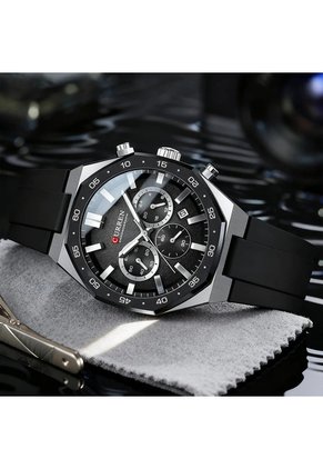 Reloj Curren 8489 Cronógrafo Marco Plateado - Negro