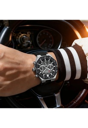 Reloj Curren 8489 Cronógrafo Marco Plateado - Negro