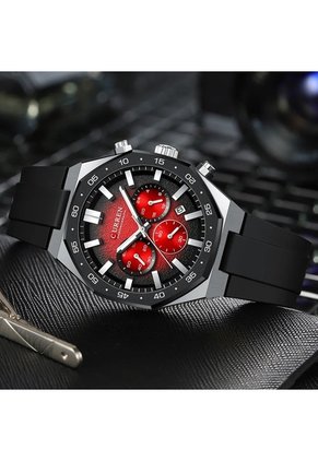 Reloj Curren 8489 Cronógrafo Tablero Rojo - Negro