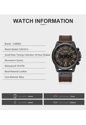 Reloj Curren 8314 Cronógrafo - Cafe Oscuro