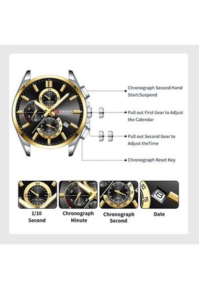 Reloj Curren 8475 Cronógrafo Fondo Negro - Bicolor