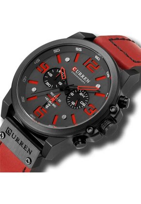 Reloj Curren 8314 Cronógrafo Tablero Negro - Rojo