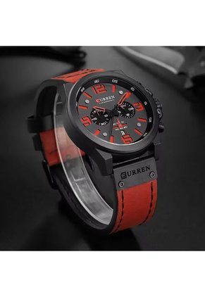 Reloj Curren 8314 Cronógrafo Tablero Negro - Rojo