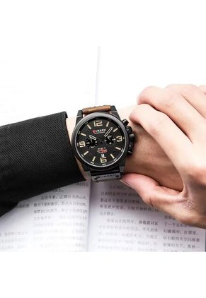 Reloj Curren 8314 Cronógrafo Tablero Negro - Rojo