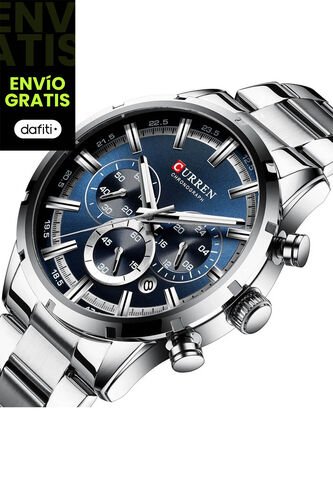 Reloj Curren 8355 Cronógrafo - Plata Tablero Azul Curren