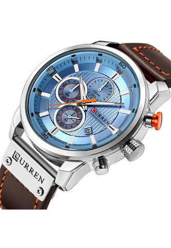 Reloj Curren 8291 Cronógrafo Café Fondo Celeste Curren