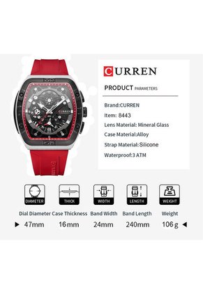 Reloj Curren 8443 Cronógrafo - Rojo