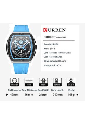 Reloj Curren 8443 Cronógrafo - Azul Claro