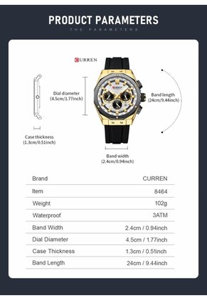 Reloj Curren 8464 Cronógrafo Marco Dorado - Negro