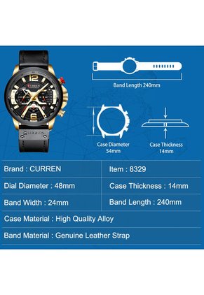 Reloj Curren 8329 Cronógrafo - Negro / Dorado