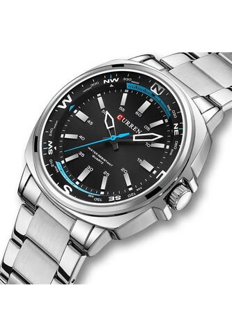 Reloj Curren 8455 Clasico Tablero Negro - Plata Curren