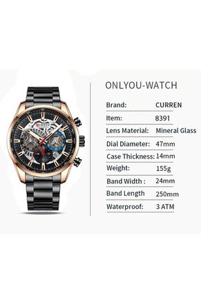 Reloj Curren 8391 Cronógrafo Bisel Bronce - Negro