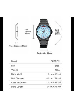 Reloj Curren 8455 Clasico Tablero Azul - Negro