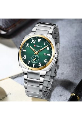 Reloj Curren 8472 Clasico Tablero Verde - Plata