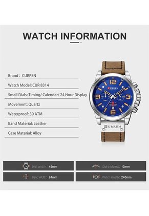 Reloj Curren 8314 Cronógrafo Fondo Azul - Cafe