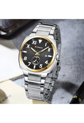 Reloj Curren 8472 Clasico Bisel Dorado - Plata