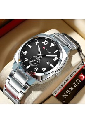 Reloj Curren 8472 Clasico Tablero Negro - Plata