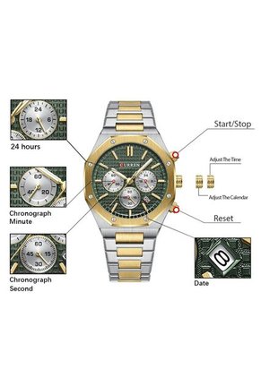 Reloj Curren 8440 Cronógrafo Fondo Verde - Bicolor 
