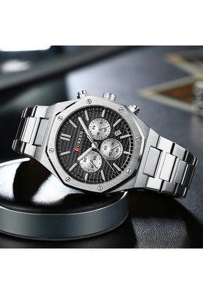 Reloj Curren 8440 Cronógrafo Fondo Negro - Plata