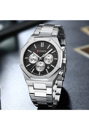 Reloj Curren 8440 Cronógrafo Fondo Negro - Plata