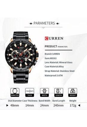 Reloj Curren 8363 Cronógrafo - Negro
