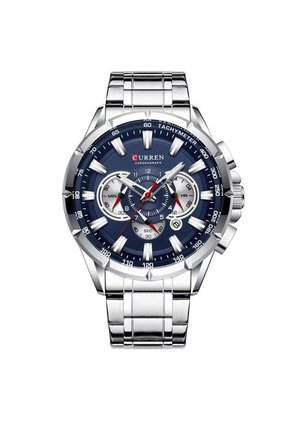 Reloj Curren 8363 Cronógrafo Tablero Azul- Plata
