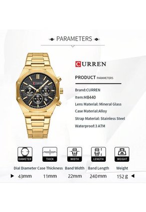 Reloj Curren 8440 Cronógrafo Fondo Negro - Dorado