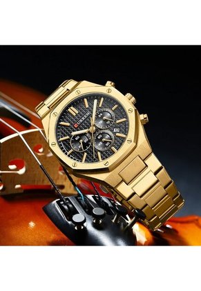 Reloj Curren 8440 Cronógrafo Fondo Negro - Dorado